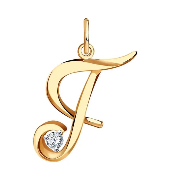 Золотая подвеска-буква Г DIAMANT-ONLINE с цирконием 585 пробы