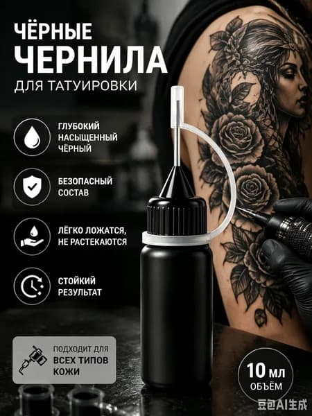 Гель хна для тату черная , 10 мл, водостойкий, натуральный, для временных татуировок и мехенди