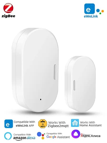 EWelink Zigbee 3.0 Датчик двери и окна с батарейкой Система домашней безопасности с сигнализацией Работает с Alexa, Google Assistant, HA, 2mqtt