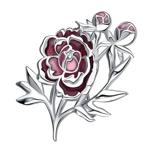Серебряная брошь DIAMANT-ONLINE с эмалью 925 пробы