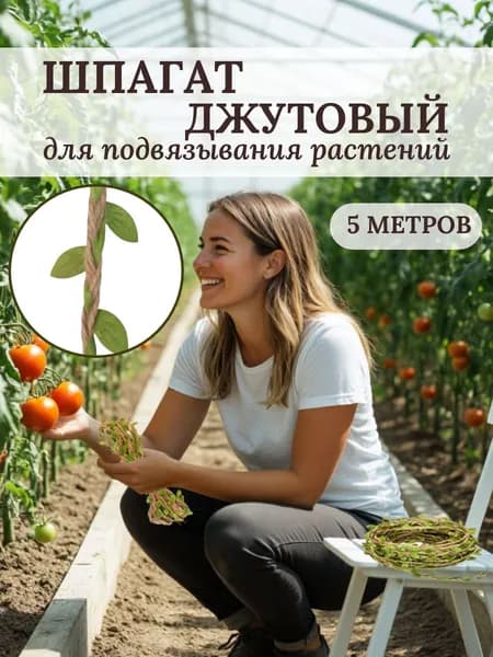 Шпагат джутовый 5 метров, 1 штука, светло-зеленый