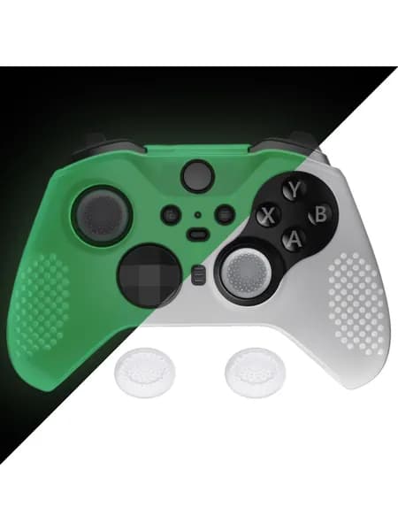 eXtremeRate силиконовый чехол Glow in Dark Green для Xbox Elite Series 2 Controller, противоскользящий защитный чехол с накладками на стики, комфортная игра и защита геймпада