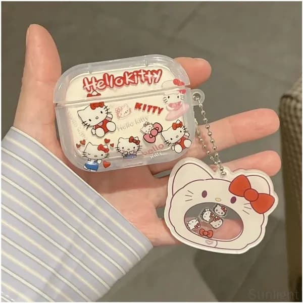 Чехол на наушники Apple AirPods 1,Чехол для наушников прозрачный, Хеллоу Китти Hello Kitty