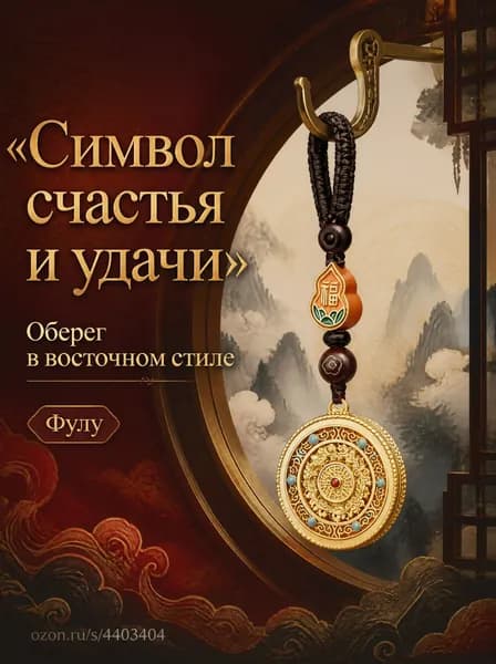 Подвеска с компасом Пять благ и тыквенной бусиной