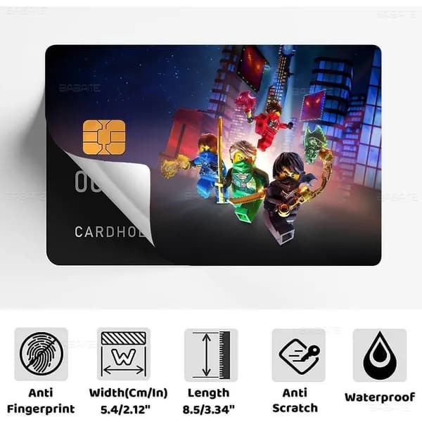 Ninjago Ниндзяго Наклейка на банковскую карту, глянцевая защитная стойкая к стиранию