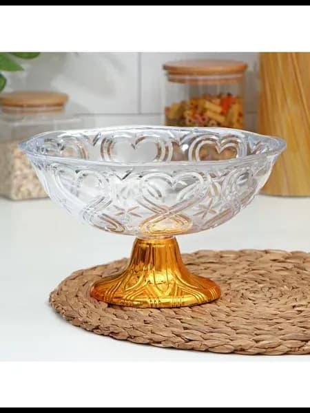 Салатник на ножке, 22×13 см, цвет золотистый