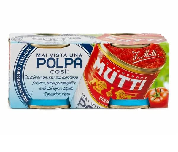 Томаты резанные кубиками в томатном соке, Mutti, кластер 2 банки по 210 г, Италия