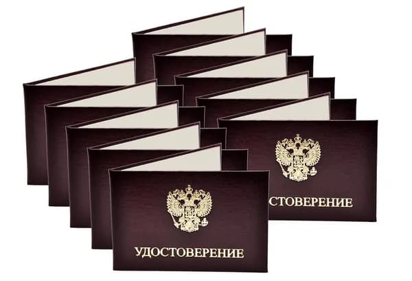 Удостоверение бордовое. С оттиском "УДОСТОВЕРЕНИЕ + герб РФ". Без форзацев. 10шт