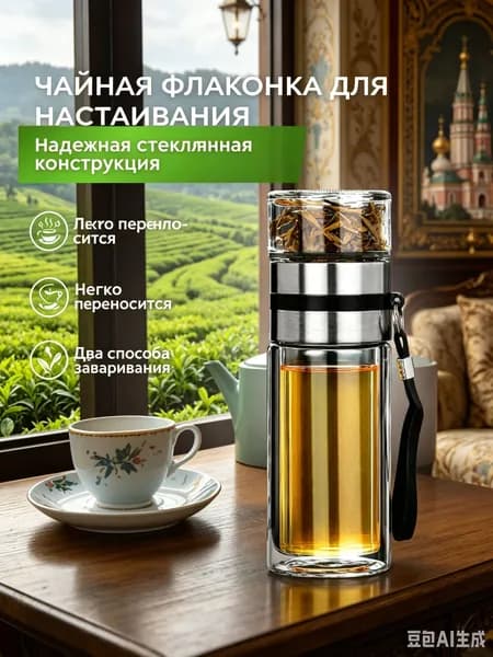 Термос Крышка-чашка, Непроливайка, С ситечком, 0.45 л