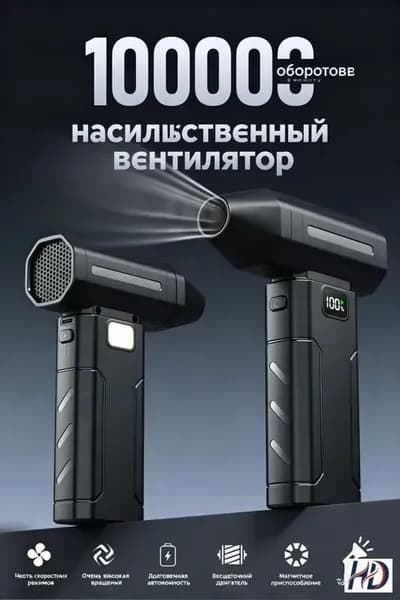 Фен для розжига углей с аккумулятором / воздуходувка для костра с встроенным фонариком / вентилятор для гриля и барбекю