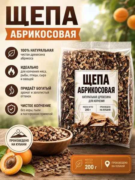Щепа абрикосовая для копчения 200 гр