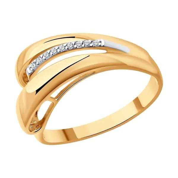 Diamant, Кольцо из золочёного серебра с бриллиантами, 93-210-01745-1, 925 проба