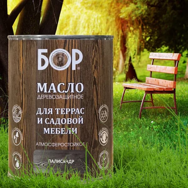 БОР Масло для дерева, до 150°, Масляная, Шелковисто-матовое покрытие, 1 л, 0.64 кг, шоколадный