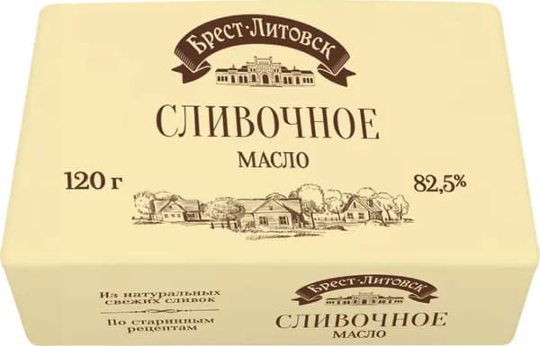 Масло сладкосливочное БРЕСТ-ЛИТОВСК несоленое 82,5%, без змж, 120г - 5 шт.