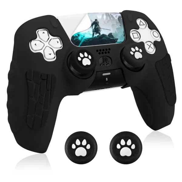 Cute Cat Claw PS5 Controller Skin - Нескользящий силиконовый защитный чехол для PlayStation 5-Павший-Черный