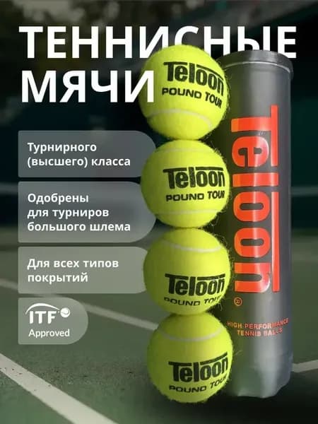 Теннисные мячи Teloon Tour Pound банка 4 шт