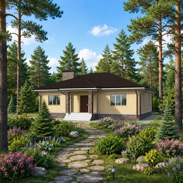 120,44 м2 - Проект для ипотеки и строительства дома 11-0065А (14,02*10,78 м, газобетонный блок 400 мм, облицовочный кирпич)