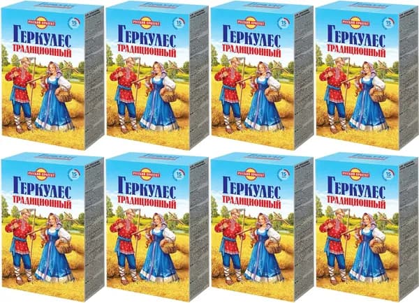 Хлопья Русский Продукт Геркулес традиционный овсяные, комплект: 8 упаковок по 500 г