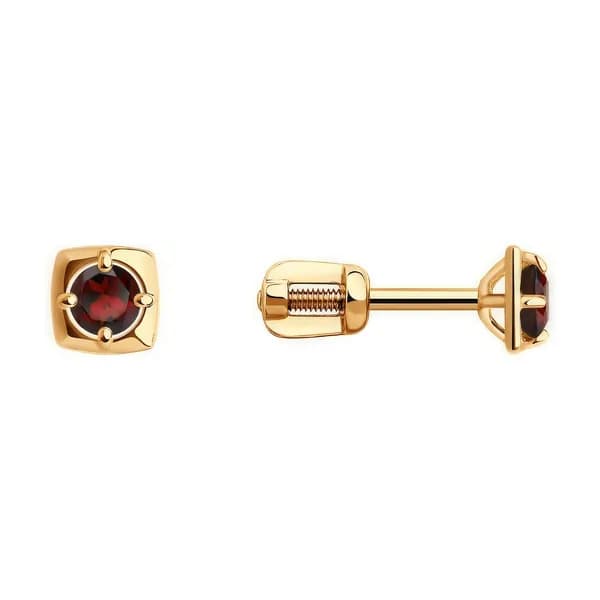 Золотые серьги DIAMANT-ONLINE с гранатом 585 пробы