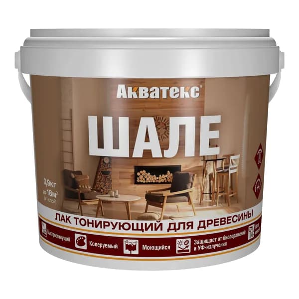 АКВАТЕКС ШАЛЕ (0,9 кг) Лак тонирующий ВАНИЛЬ для древесины для ВНУТРЕННИХ работ, без запаха, шелковисто-матовое покрытие, Рогнеда