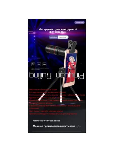 Телескопический объектив для смартфона 36x (или 64x) с высоким зумом, съемки на концертах и спортивных мероприятиях