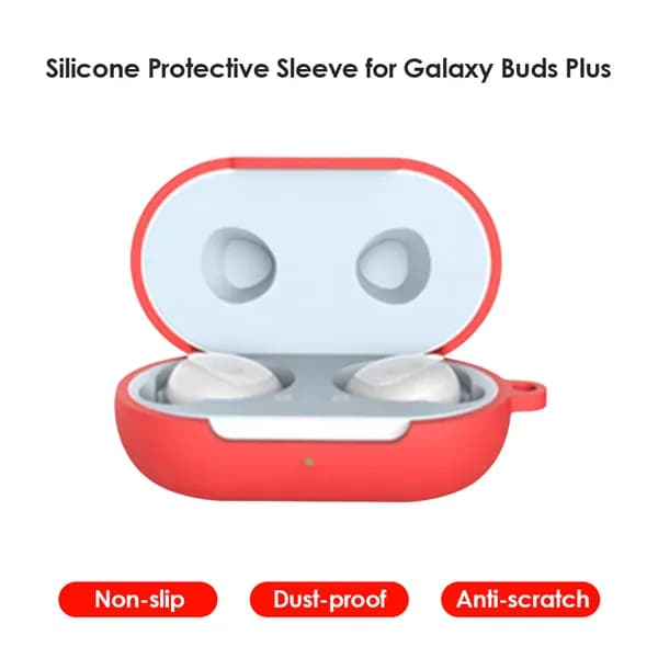 Чехол для Samsung Galaxy Buds Plus из силикона красного цвета с креплением