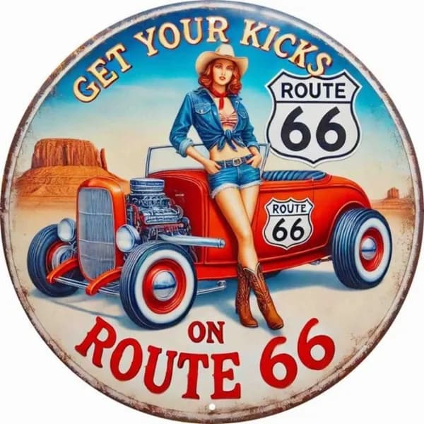 Металлическая Картина Винтажная Route 66, Украшение Для Гаража, Бара, Дома.20x20cm