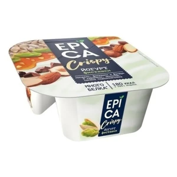 Йогурт Epica Crispy фисташки-семена подсолнечника-орехи-темный шоколад 10,5% 140 г