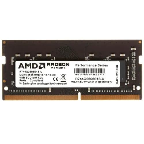 AMD Оперативная память R744G2606S1S-U DDR4, 2666 МГц, 1 x 4 ГБ (R744G2606S1S-U)