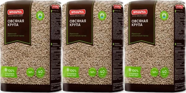 Ярмарка Овсяная крупа, 600 г, 3 шт
