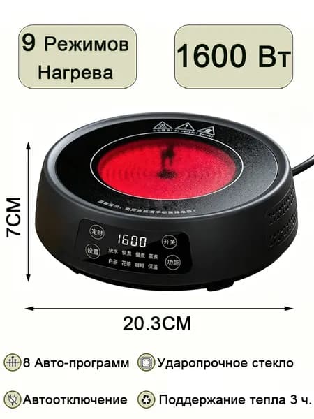Индукционная настольная плита 3DTL-ELOMEN-GL01-25-BL, черный
