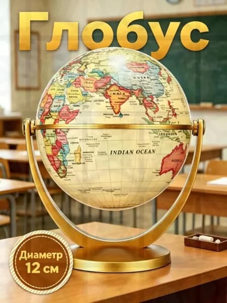 Для изучения географии, глобус, 1 шт.