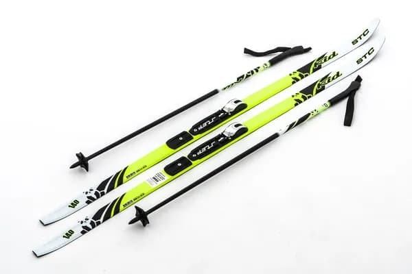 Лыжный комплект NNN с палками и креплением STC - 140 см STEP Kid Lemon / с насечками