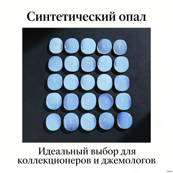 Скандинавские руны, голубой опал 25*20*5 мм, магические инструменты