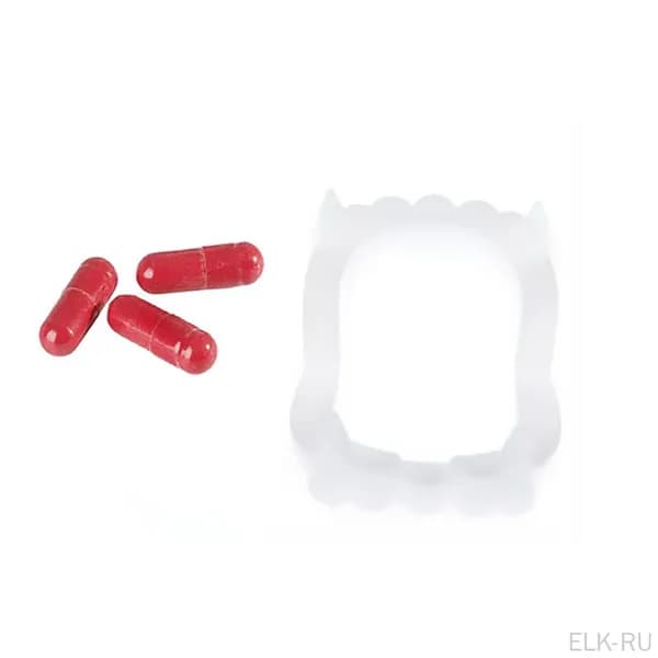 3Pcs/lot Капсулы с фейковым кровавым пилюля для шуток и злодеяний на Хэллоуин и День смеха, Красный цвет, Вес упаковки: 5г и 25г (три капсулы + протез зубов)