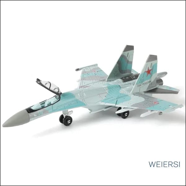 Пластиковая модель истребителя Су-35С 1:100 с подставкой, быстросборная военная авиамодель
