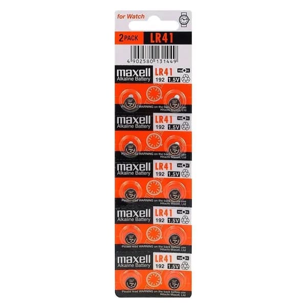 Батарейка LR41 (392/384, GP192, L736, AG3) MAXELL 1.5В щелочная (алкалиновая) 10шт (1*бл10)