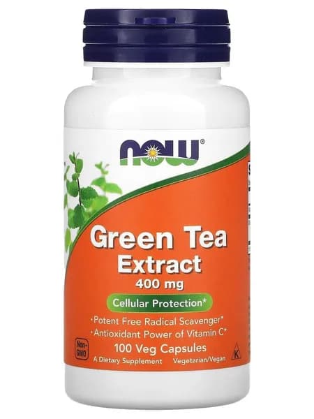 NOW Green tea extract Экстракт зеленого чая NOW 400 мг витамин С 100 вегетарианских капсул