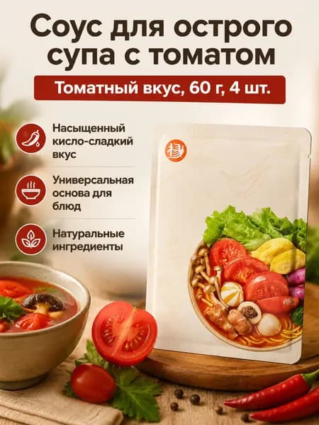 Набор приправ для малацзян из 4 пакетов: томатный бульон, 60 г