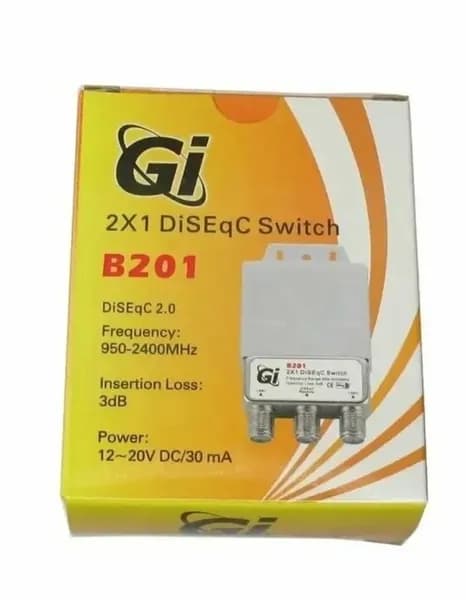 DiSEqC-переключатель 2х1 для спутниковых антенн GI B201, в пластиковом боксе
