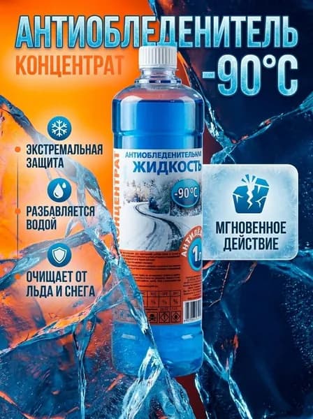 АНТИЛЁД Жидкость стеклоомывателя Концентрат до -90°C, 1 л, 1 шт.