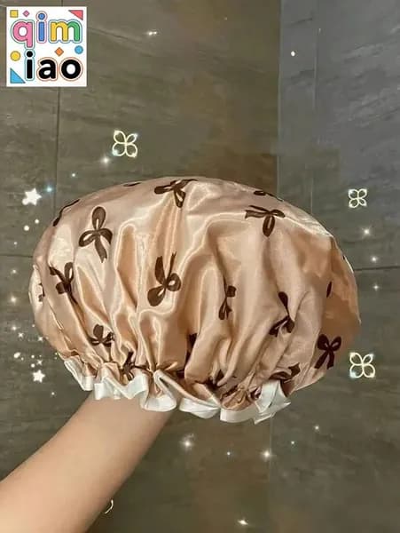 Шапочка для душа многоразовая ,двухслойная, женская, водонепроницаемая для душа, бани, сауны.