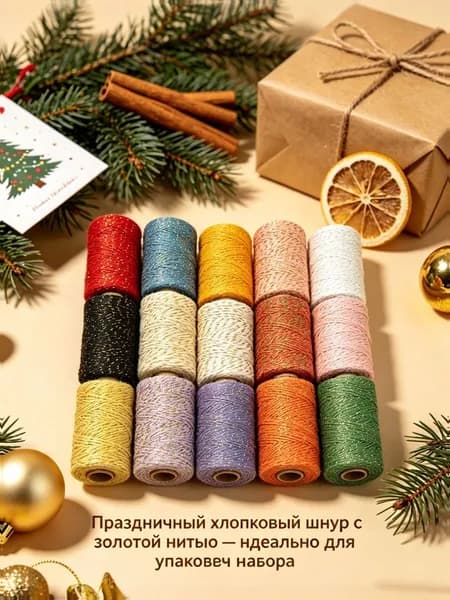 2мм цветной хлопковый шнур с золотой нитью, шнур для DIY, для плетения ковров и связывания