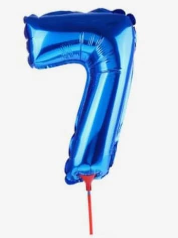 Шар фольгированный 14" "Цифра 7, трубочка, металлизированный синий