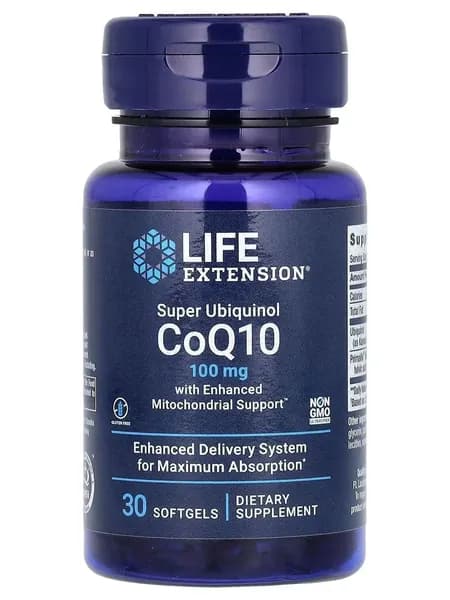 Коэнзим Q10 100 мг убихинол Life Extension Super Ubiquinol CoQ10 100mg, 30 капсул