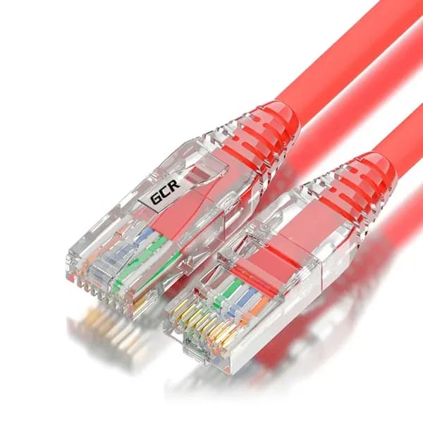 Сборный патч-корд 1 метр Lan кабель для интернета GCR LSZH КАТ.5e ethernet high speed 1 Гбит/с UTP RJ45 малодымный красный