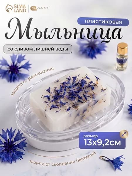 Мыльница, 13х9,2х2,8 см, для ванной, пластик