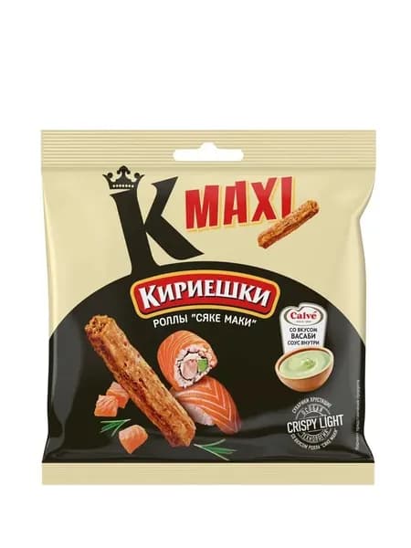 Кириешки Сухарики Maxi со вкусом роллов Сяке маки и с соусом со вкусом васаби Calve, 75 гр