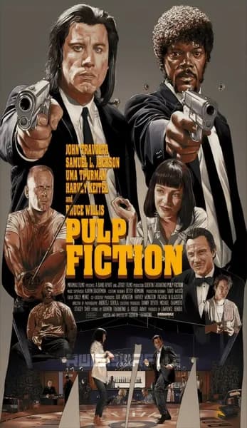 Плакат Постер Pulp Fiction Криминальное Чтиво Брюс Уилис Ума Турман Джон Траволта
