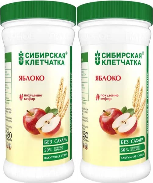 Клетчатка Сибирская Яблоко фруктово-злаковая, комплект: 2 упаковки по 280 г